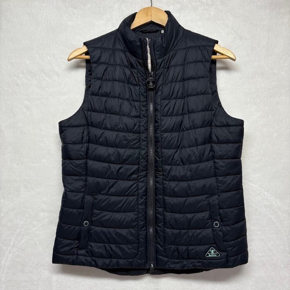 Barbour Runkerry Gilet Quilted Full Zip Black Puffer Vest Women’s Size US 10